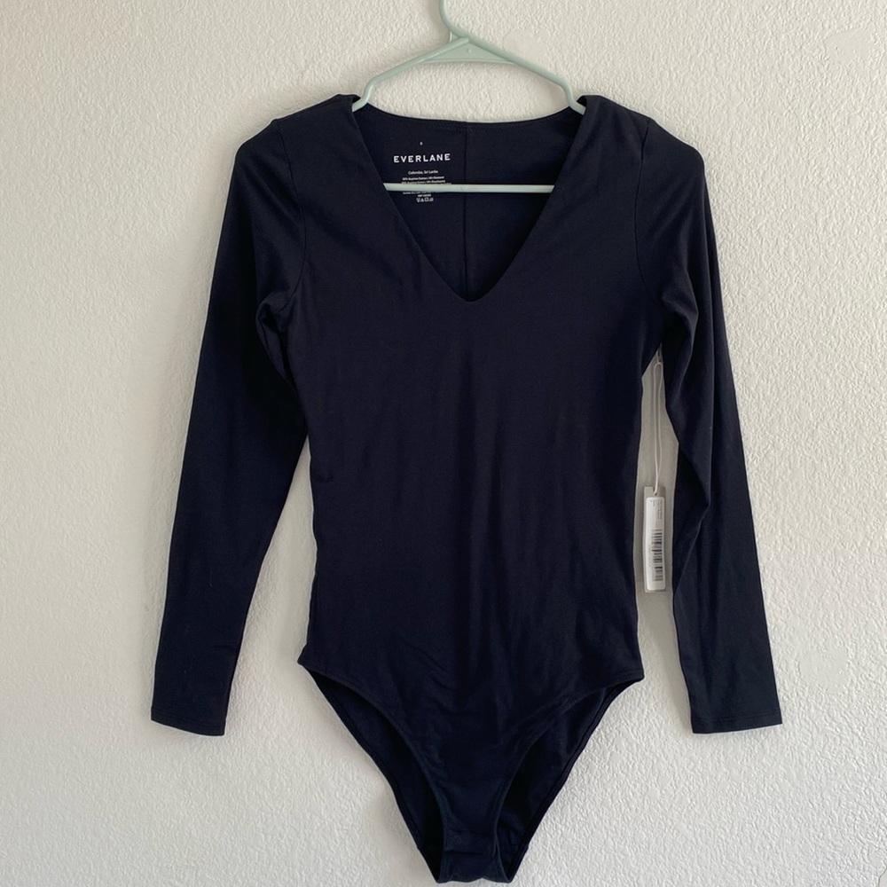 Everlane Women's Black Long Sleeve Bodysuit
